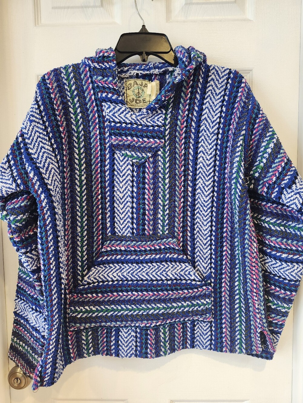 Blue Striped Hooded Baja Sweater